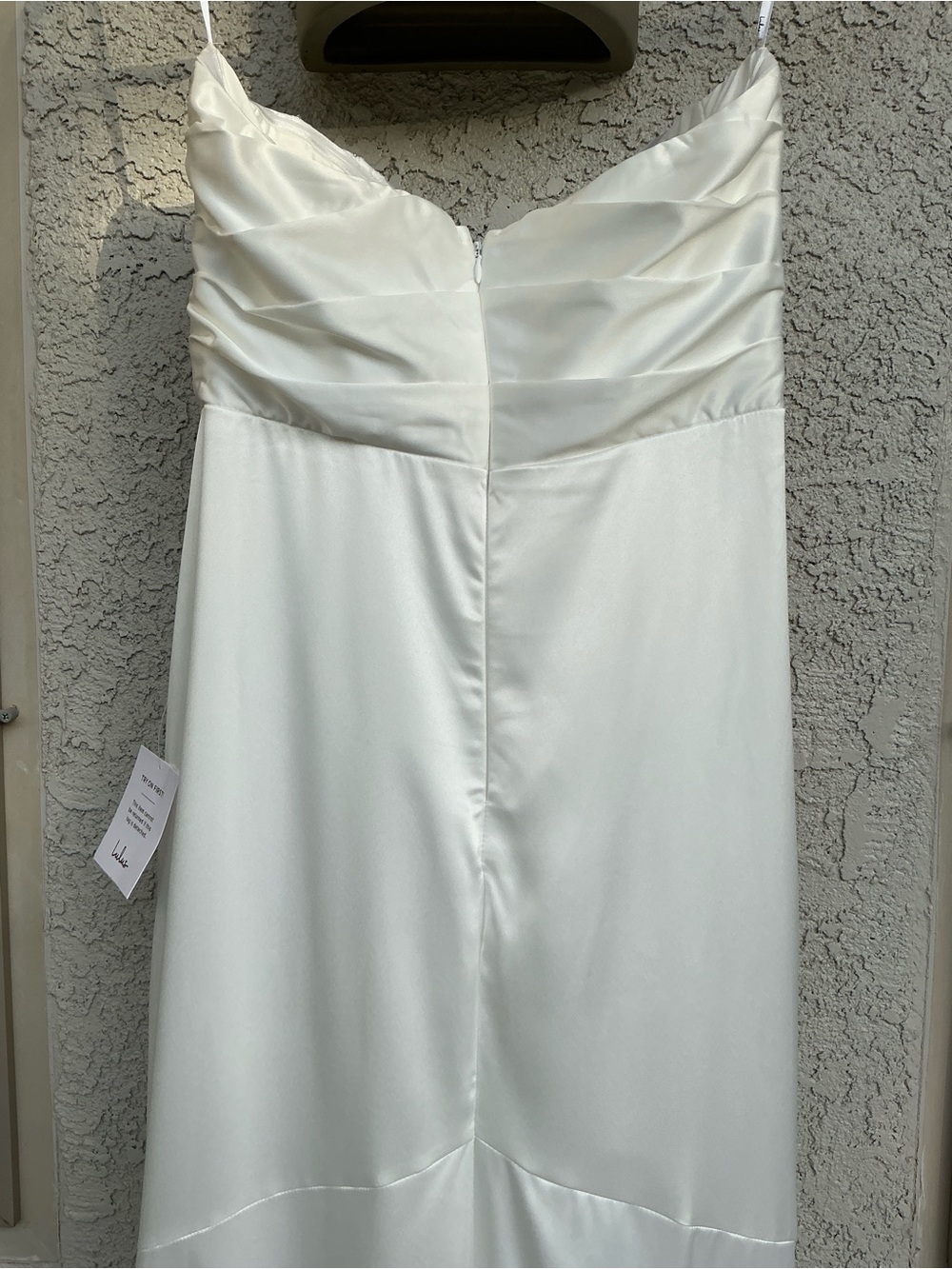 NWT Lulu’s Heidy White Satin Beaded Strapless Maxi Wedding Dress Medium Romantic - Picture 9 of 12